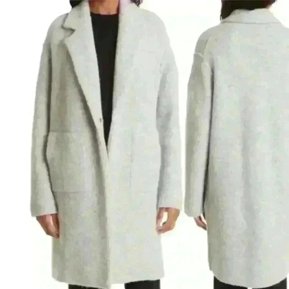 Vince Notch Collar Wool Blend Sweater Jacket Light Gray Size Large New With Tags - Picture 1 of 15